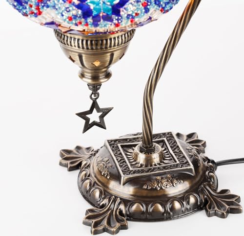 DEMMEX Authentic Turkish Moroccan Mosaic Table Lamp, Handcrafted, 15" I3208