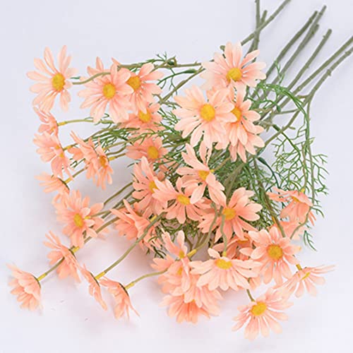 Artificial Flowers 12 Bundles Artificial Silk Daisy Fake Flowers UV Resistant Outdoor Fake Wildflowers with Stems Greenery Shrubs Plants Arrangements for Home Garden for Decoration (orange)
