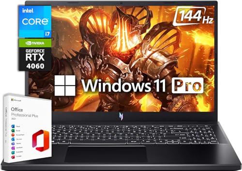 acer 2024 Newest Nitro V 15 Gaming Laptop, 15.6" 144Hz FHD IPS Display, Intel 10-Core i7-13620H, NVIDIA GeForce RTX 4060, 32GB DDR5 RAM, 1TB SSD, Microsoft Office Lifetime License & Windows 11 Pro