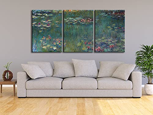 Wieco Art 3 Panels Framed Canvas Wall Art Water Lilies by Claude Monet O771680