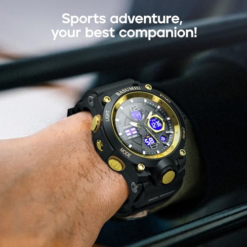 Men's Analog Digital Tactical Military Wrist Watch Waterproof Gold Z37220
