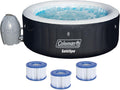 Coleman 4 Person Capacity Inflatable Portable Round Hot Tub with 60 Air Jets, Tub Cover and Pump, Durable Thick Material for Outdoor Use, Black