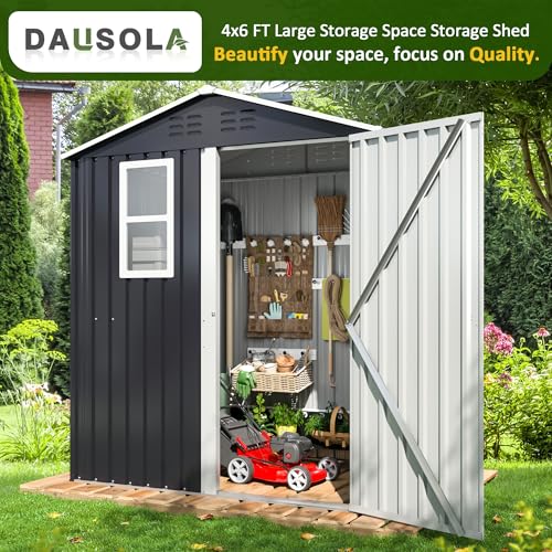 10x10 FT Outdoor Metal Storage Shed with Lockable Doors, Grey Q804763