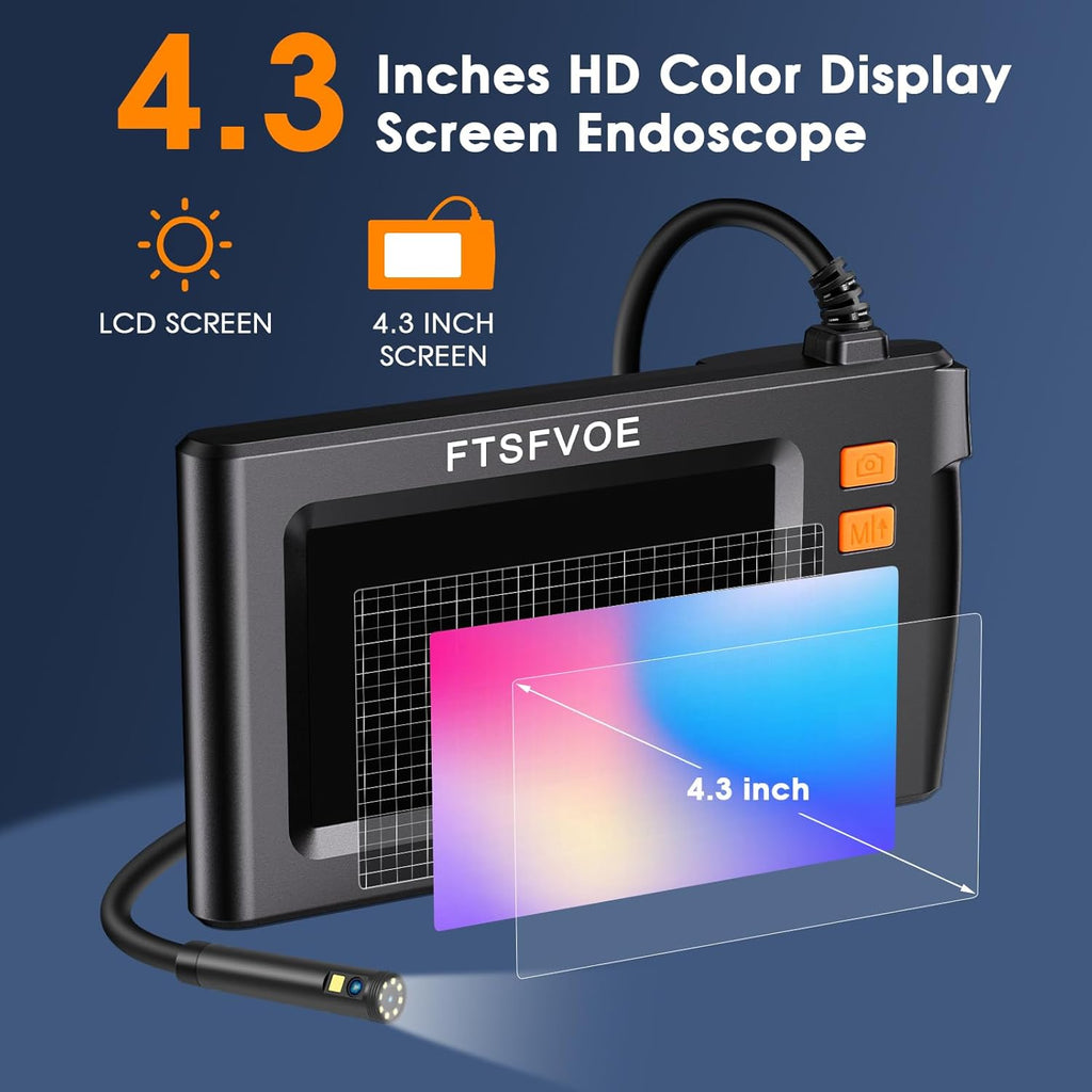 Dual Lens Industrial Endoscope 1080P Borescope Inspection Camera with 4.3" LCD Screen Q70981
