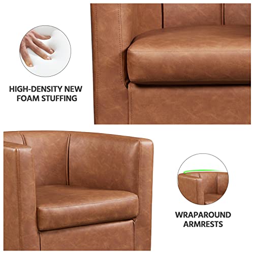 Yaheetech Velvet Accent Chair, Modern Upholstered Barrel Chair, Olive Green J55628