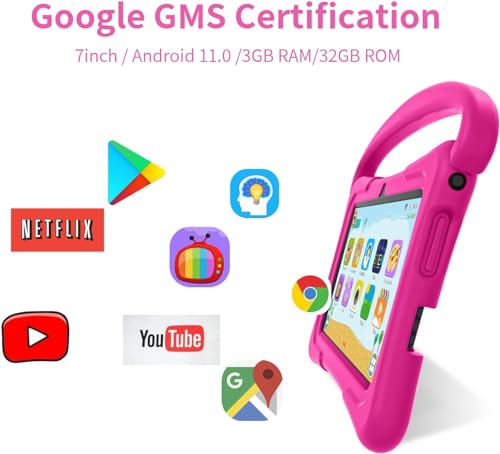 Kids Tablet 7 inch Android 32GB with WiFi Parental Control Pink D274078