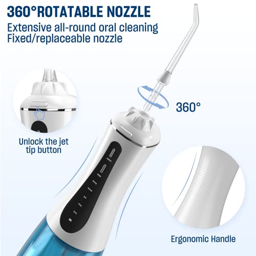 Cordless Water Dental Flosser Portable Rechargeable Oral Irrigator 350ML Tank IPX7 Waterproof M404568