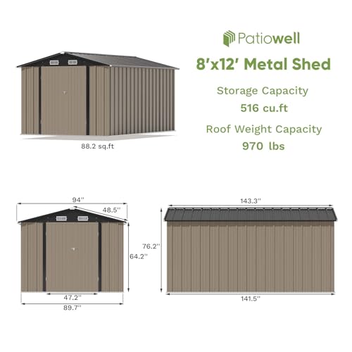 Patiowell 3 x 3 FT Outdoor Storage Shed with Sloping Roof, Grey F27529