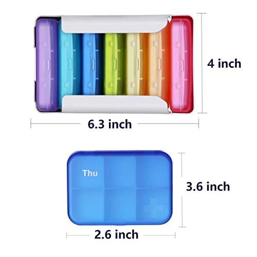 7 Piece Pill Organizer with 42 Compartments, Weekly Daily Travel Medicine Case D186