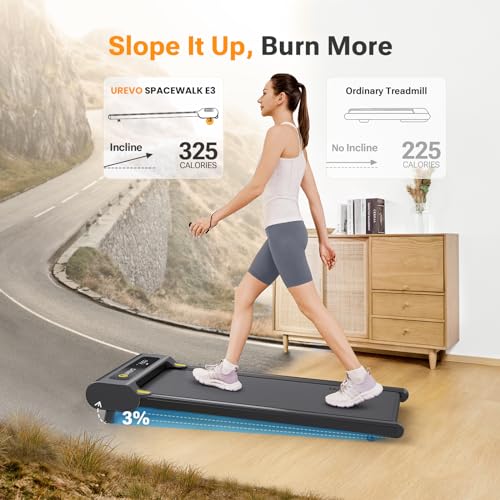 UREVO Walking Pad with Incline, Under Desk Treadmill for Home, 2.25HP, Remote Control K8206