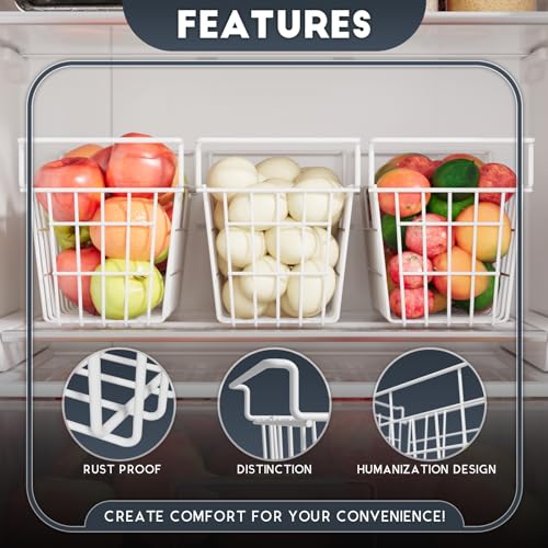 Chest Freezer Organizer Bins 2Packs with Hanging Handles, Metal Wire Storage Basket N1098