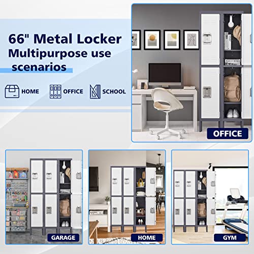 Letaya Metal Lockers 5 Doors 66" Tall Steel Storage Cabinet Gray G40479