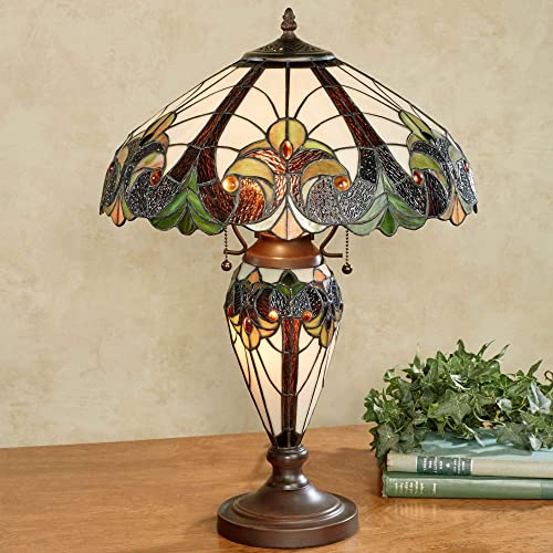 Touch of Class Clavillia Tiffany Style Stained Glass Table Lamp Hunter Green I335