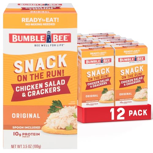 Bumble Bee Snack on the Run BBQ Chicken Salad with Crackers Kit, 3.5 oz (Pack of 12) - Ready to Eat, Spoon Included - Shelf Stable & Convenient Protein Snack