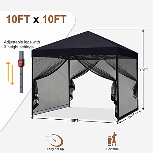 MASTERCANOPY Pop-Up Canopy with Netting Screen Walls 10x10 Beige H44062