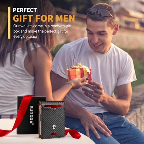 RUNBOX Mens Slim Wallet with Money Clip RFID Blocking Bifold P553720