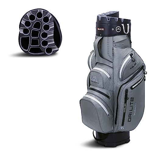 Big Max Dri Lite Silencio 2 - Waterproof Golf Cart Bag with Protective 14 Way Golf Club Divider Organizer Top, Water-Proof Zipper Pockets and Integrated Cooler Bag for Beverages
