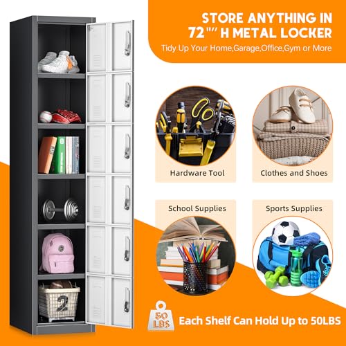Bonusall Metal Locker 3-Tier Steel Storage Cabinet, 3 Doors Grey H746