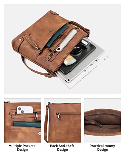 FADEON Large Crossbody Purses for Women Leather Multi Pocket Shoulder Bag W539945