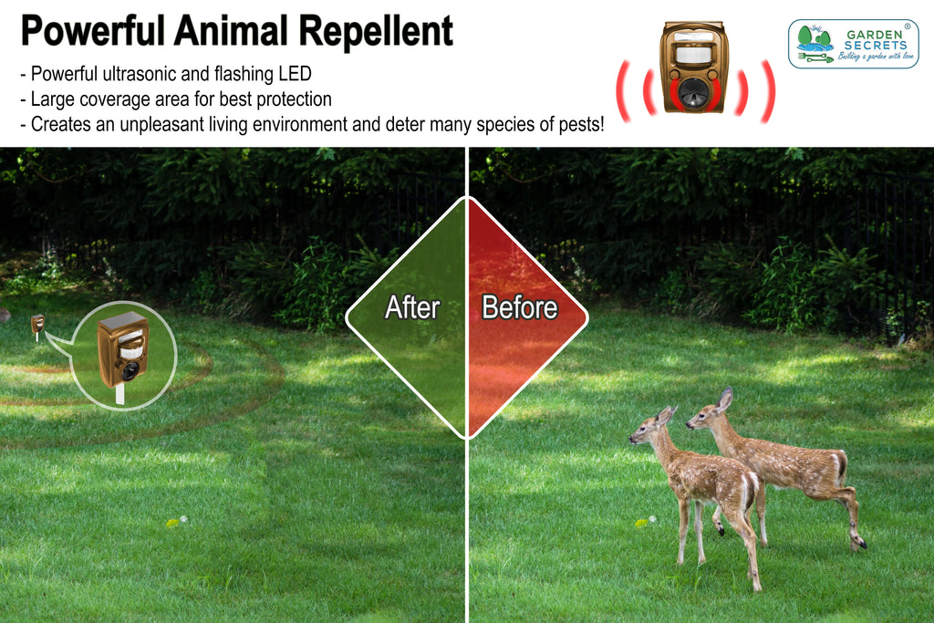 GARDEN SECRETS® Compact Solar Ultrasonic Animal Repellent M97580