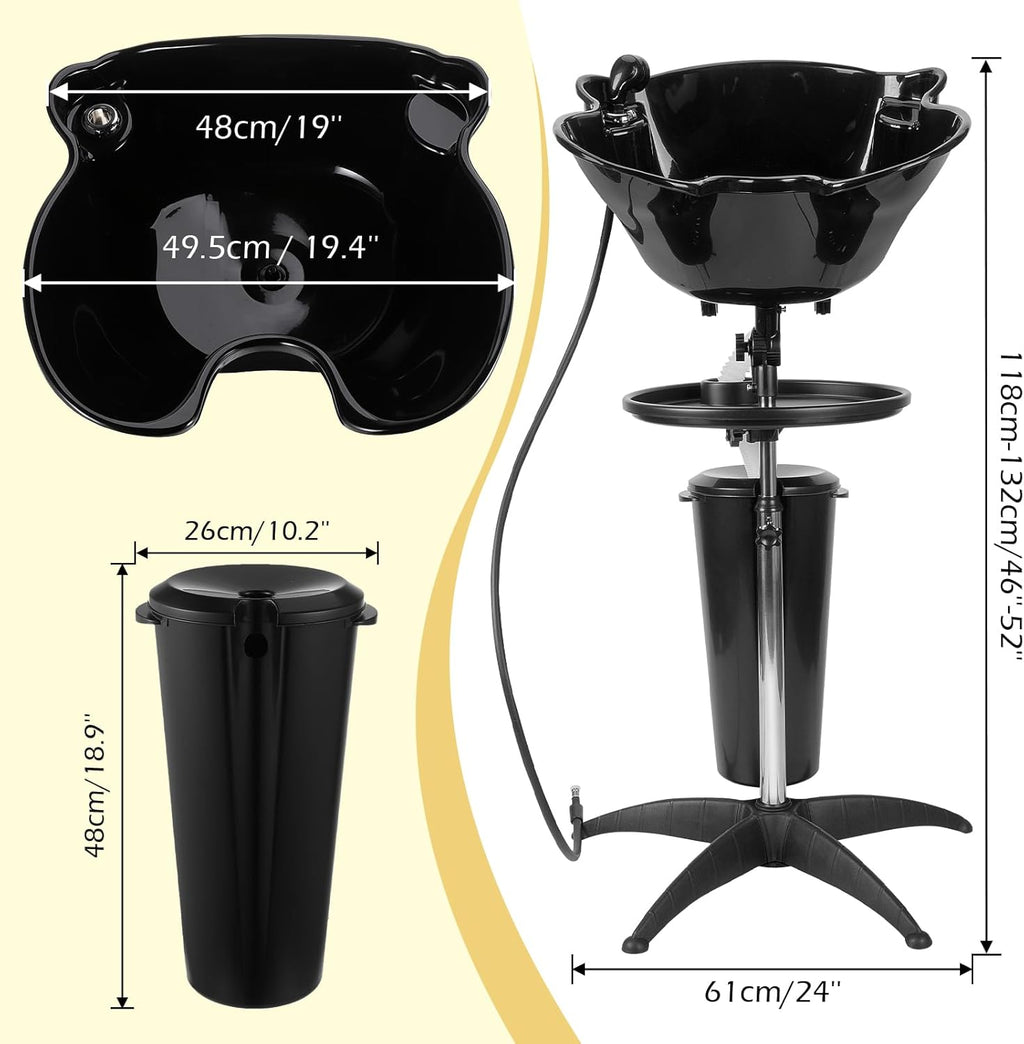 Dyna-Living Portable Shampoo Bowl Salon Basin Sink with Adjustable Height Z244005