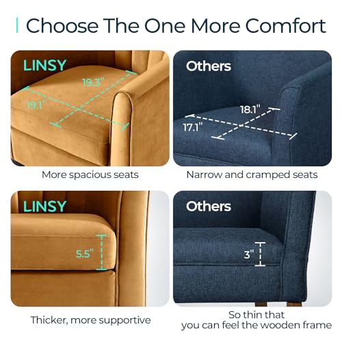 LINSY Accent Chair with Ottoman, Velvet, Olive Green C653