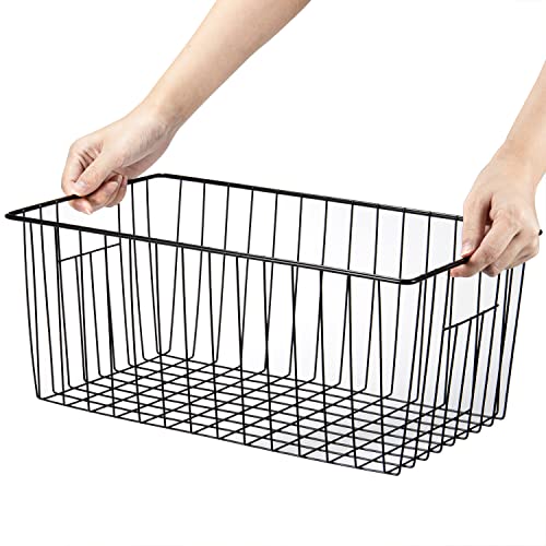 16" Upright Freezer Organizer Baskets, Wire Storage Bins, White, Set of 6 V556519