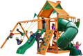 Gorilla Playsets 01-0005-AP Mountaineer Wooden Swing Set with Two Slides & Wood Roof, Brown