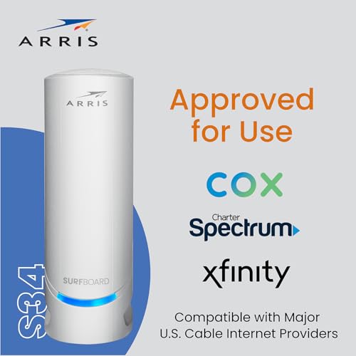 ARRIS Surfboard S34 DOCSIS 3.1 Multi-Gigabit Cable Modem, 2.5 Gbps Max Speed M5121