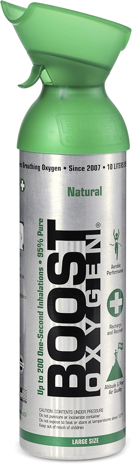 Boost Oxygen 10 Liter Natural Portable Oxygen Canister with Pocket Sized Canister E1226