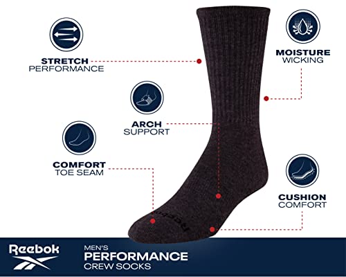 Reebok Men's Athletic Cushion Crew Socks (10 Pack) F69133