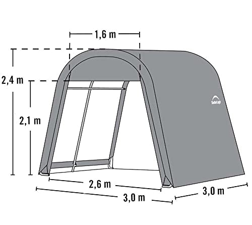 ShelterLogic 10 x 10 Shed-in-a-Box All Season Steel Round Roof Outdoor Storage Shed with Waterproof Cover, Grey S288