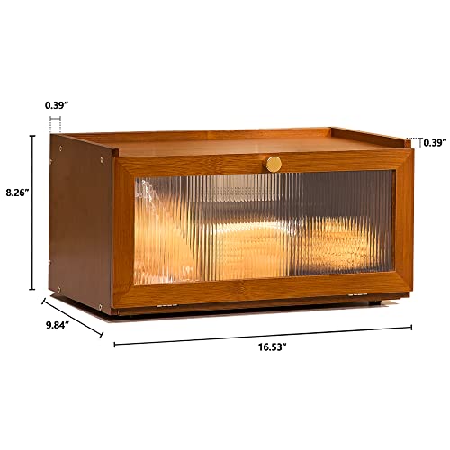 Bamboo Bread Box for Kitchen Countertop with Window, Brown J60645