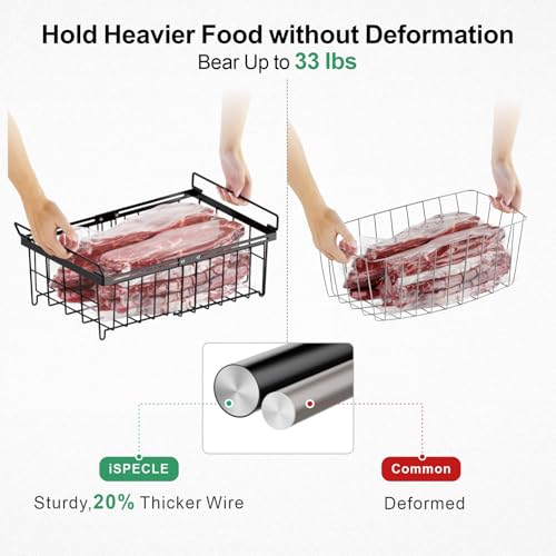 iSPECLE Freezer Organizer Bins 2 Pack, Expandable Stackable for Chest Freezer, Black R10570