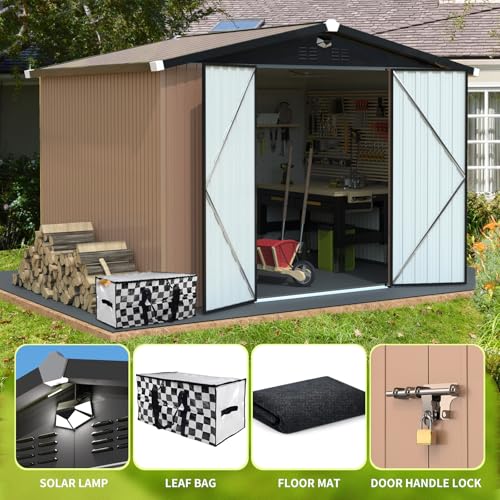 Metal Storage Shed 10x12 Outdoor Building with Lockable Doors T60989