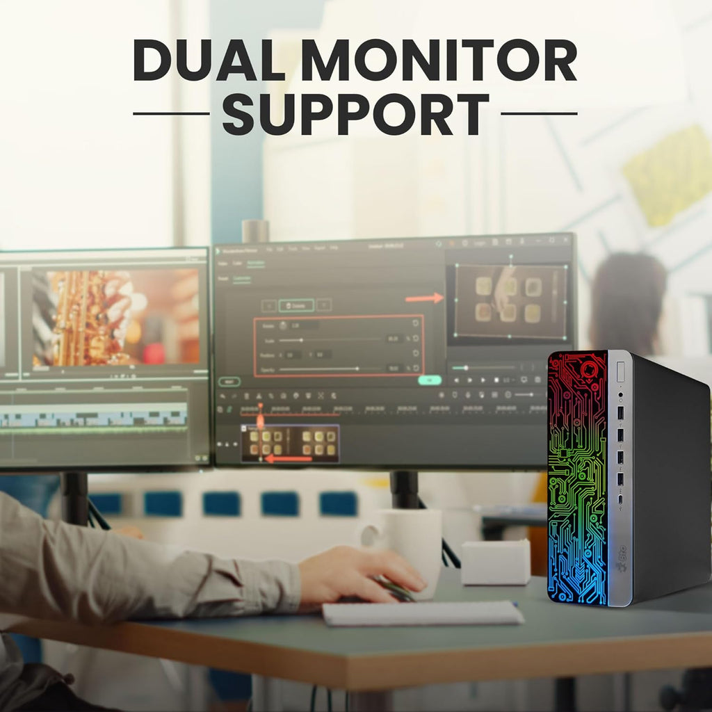 BTO Desktop Computer RGB PC, Intel Core i5, 16GB RAM, 256GB SSD + 1TB HDD, 22" Monitor, Windows 10 Pro (Renewed) S6534