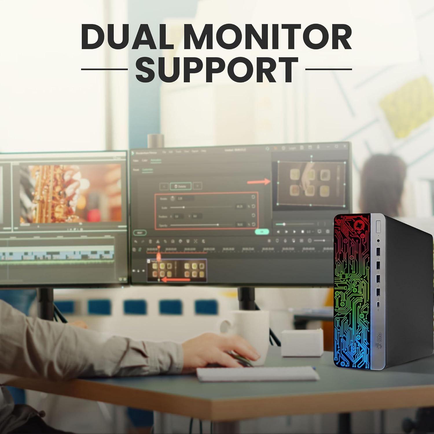 BTO Desktop Computer RGB PC, Intel Core i5, 32GB RAM, 1TB SSD, 22" Monitor, Renewed P736676