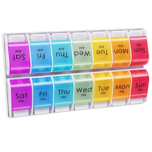 Monthly Pill Organizer 2 Times A Day, Greencycle 30 Day Medicine Organizer, AM PM Pill Cases, 4 Week Pill Box, Small Compartments to Hold Vitamins Fish Oil Supplements Great for Travel