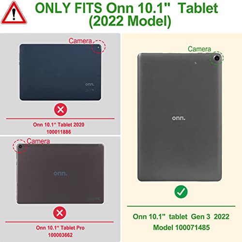 Case for Onn. 10.1'' Tablet Gen 3 (2022) - Folio PU Leather Stand Cover with Pencil Holder, Glitter Pink Q27798