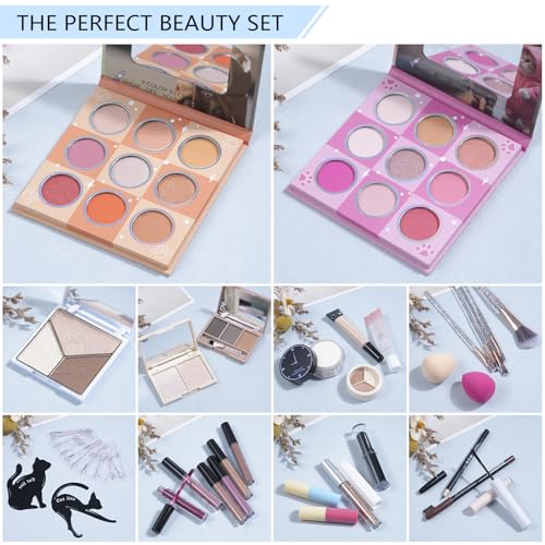 Makeup Gift Set for Women with Eyeshadow, Brushes & Lip Gloss X93393
