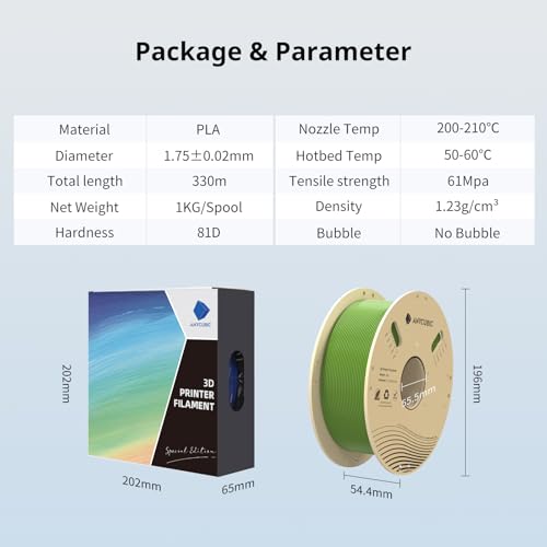 ANYCUBIC PLA 3D Printer Filament 1.75mm, 1KG Spool, Pearl Black Q330236