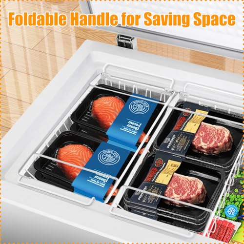 Freezer Organizer Bins, 6 Pack Stackable with Handles, Black S4912
