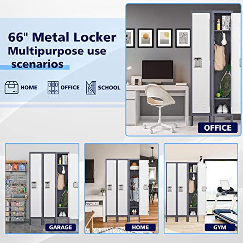 Letaya Metal Lockers 5 Doors 66" Tall Steel Storage Cabinet Gray G40479