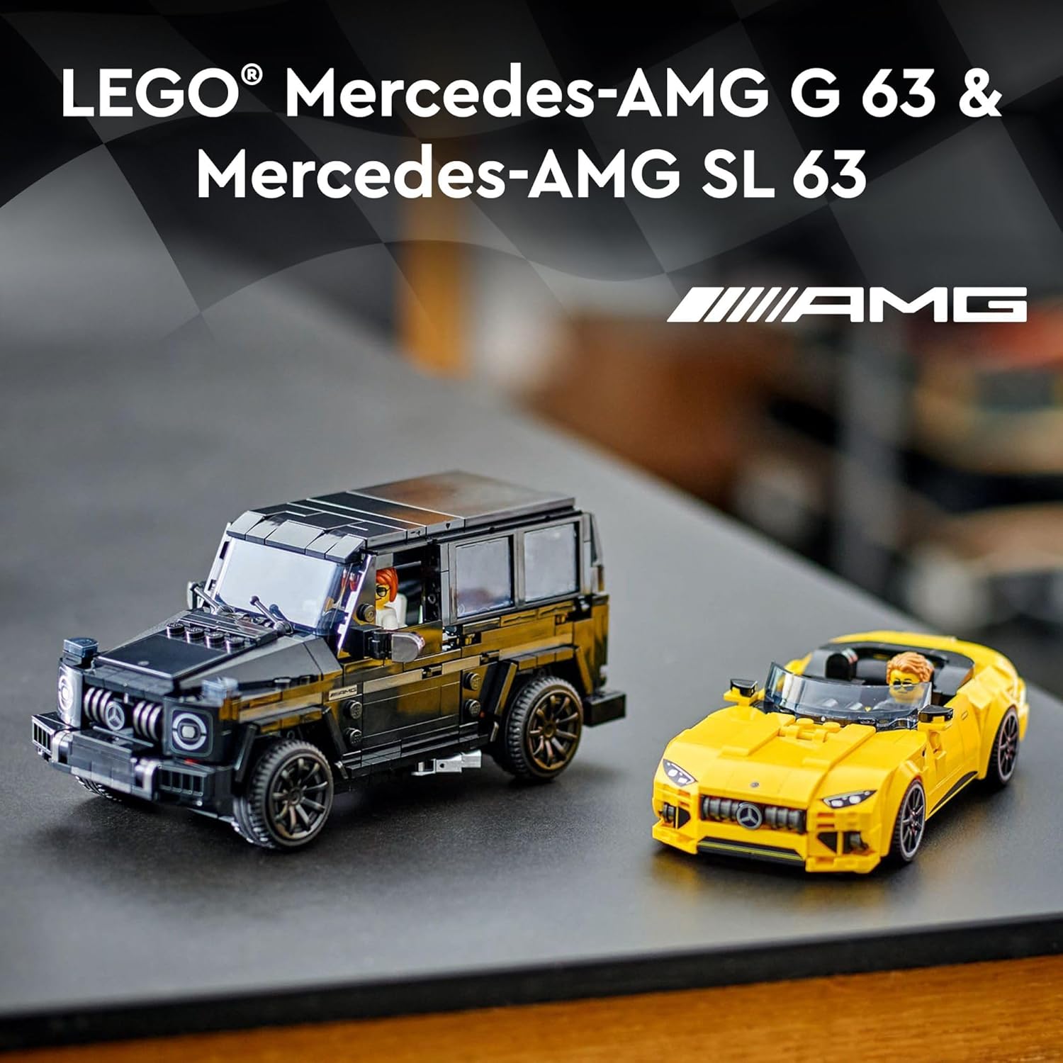 LEGO Speed Champions Mercedes-AMG G 63 & SL 63 F1 Toy Car Building Set, 2 Minifigures, Gift for Kids 76924 X918327