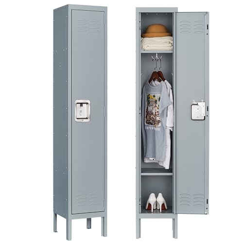 Letaya Metal Lockers 5 Doors 66" Tall Steel Storage Cabinet Gray G40479
