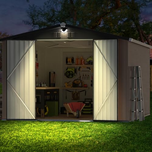 Metal Storage Shed 10x12 Outdoor Building with Lockable Doors T60989