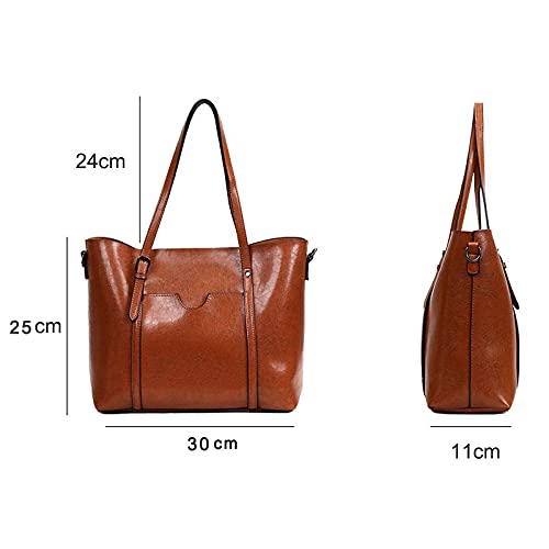 Women's Leather Top Handle Satchel Tote Bag Brown S278680