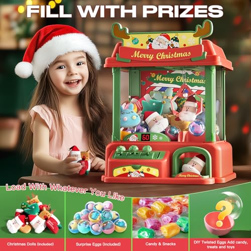 Christmas Claw Machine for Kids, Arcade Game with Lights Sounds, Gift for Ages 8-13 S205