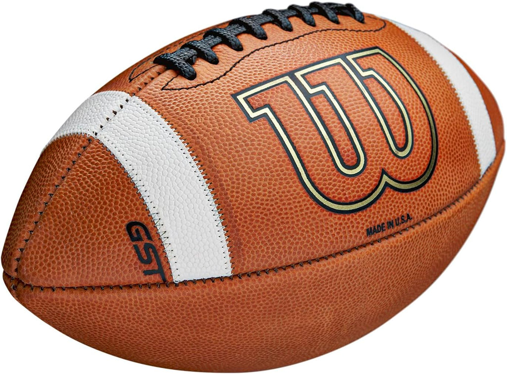 WILSON GST1003 Leather Game Football - Official Size, Tan U504242