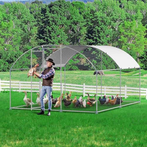 VEVOR Large Metal Chicken Coop with Run, Walk-in Outdoor Poultry Pen W388